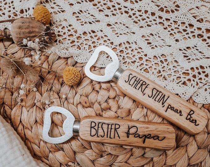 Engraved wooden bottle openers – "Best Dad" & "Rock, Scissors, Beer" – Gift for Dad, Men's Gift, Father's Day