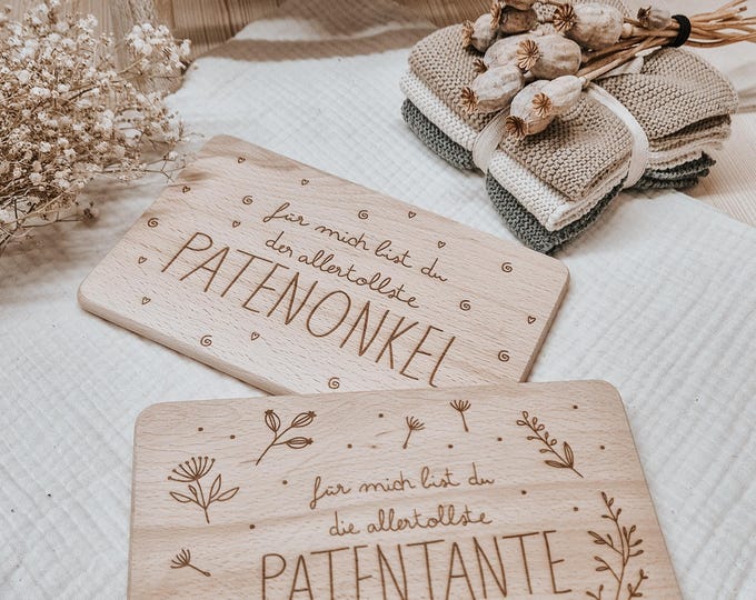 Breakfast board for the dearest godmother and best godfather – gift with heart, gift for godmother godfather