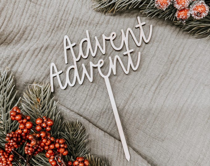Wooden "Advent Advent" Cake Topper or Decorative Wooden Decoration – Christmas Decoration for Advent Wreaths, Cakes or Arrangements
