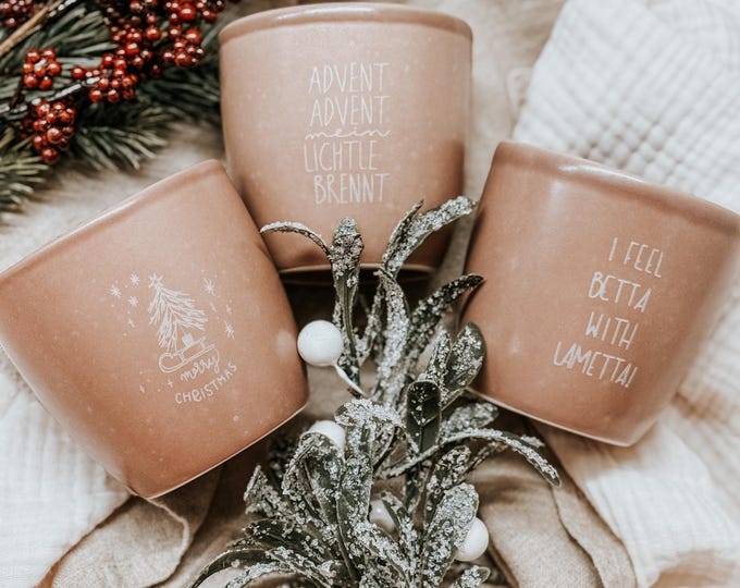 Boho coffee mug, ceramic Christmas mug with engraving, cup
