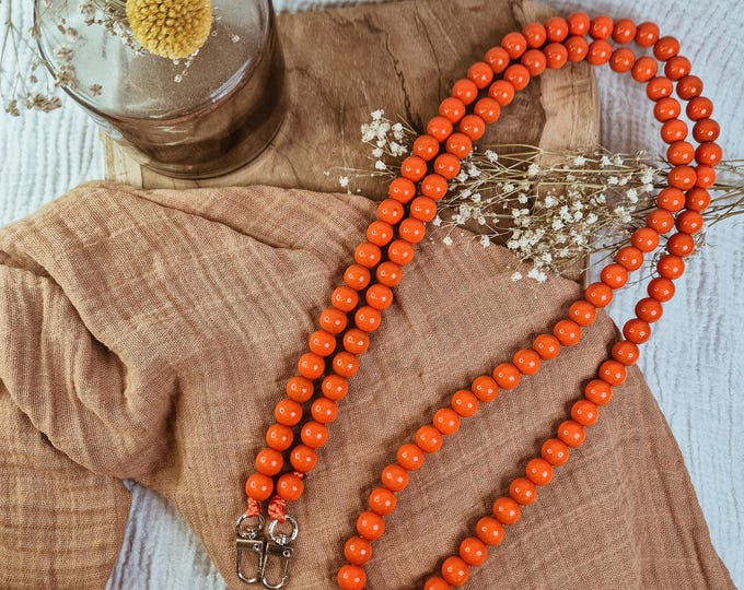 Crossbody phone strap made of colorful wooden beads with round carabiners | Ibiza style Boho | Crossbody necklace | without case