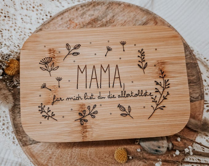 Personalized lunch box with bamboo lid – Various designs to choose from – Loving gift for mom, dad, grandpa & co.
