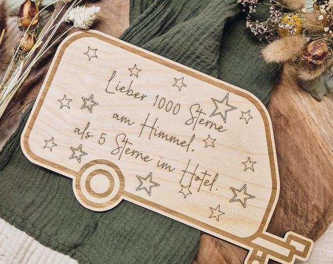 Perfect camping decoration: Wooden sign with an inspiring saying - caravan