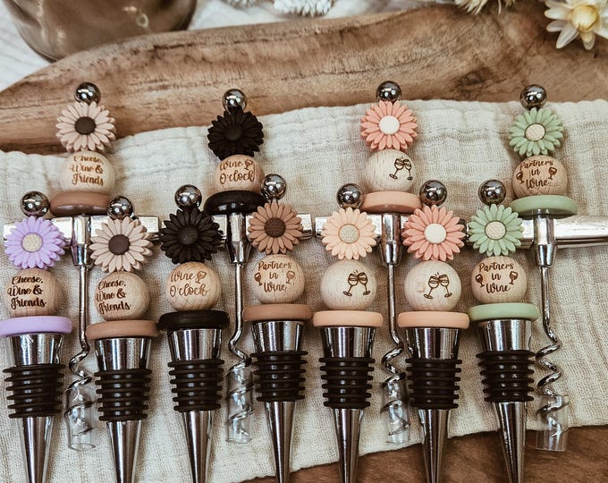 Wine stopper, corkscrew with silicone beads, bottle stopper, bottle stopper, gift idea, birthday present, wine lover