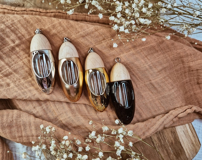 Custom-made car diffuser pendant with silicone and wooden beads: relaxation on the go, car air freshener, room fragrance with oil.