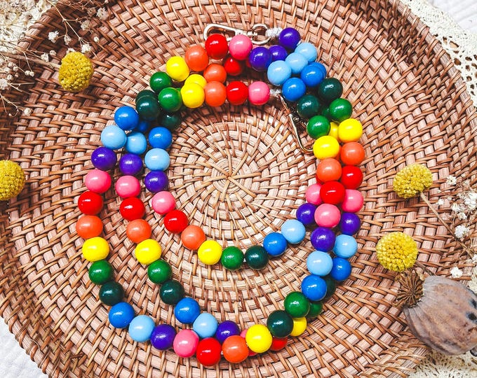 Rainbow mobile phone chain made of colorful beads – mobile phone strap, lanyard, mobile phone strap, cord, crossbody, smartphone accessory