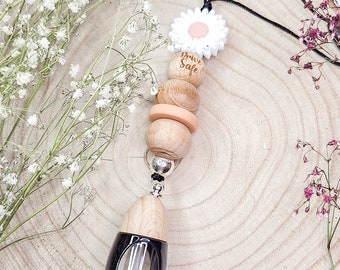 Car diffuser pendant with silicone and wooden beads: relaxation on the go, air freshener for the car, room fragrance with oil,