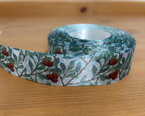 Cream And Green Merry Christmas Ribbon, Festive Gift Wrap Ribbon, Printed  Grosgrain Ribbon, Craft Ribbon 5m