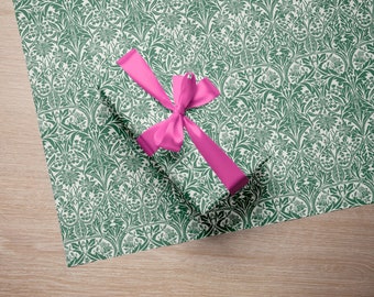 William Morris Bluebell Design Wrapping Paper - Eco-Friendly Sage Green Floral Gift Wrap - Victorian Fabric Inspired for Gifts and DIY