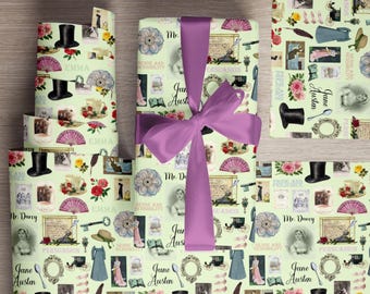 Papel de regalo de Jane Austen: papel de regalo literario vintage de la época de la Regencia