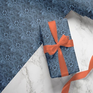 William Morris Geschenkpapier in Blau - Vintage Viktorianisches Blumenmuster - Elegantes Geschenkpapier für Geschenke, Basteln, Geburtstage & Hochzeiten