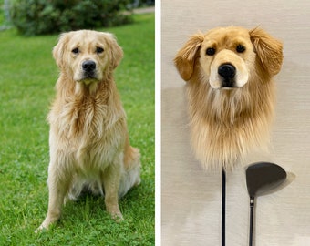 Customize Golf Club Headcover With Lifelike Dog Head | Personalized Dog Replica Golf Club Driver Cover | 3D Dog Head Golf Club Head Covers