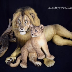 Articulated Lion Replica | Articulated Realistic Life Size Animal Plushie | Personalize Pet Toy With Poseable Skeleton and Movable Limbs