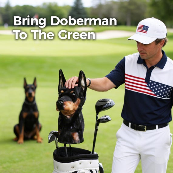 Doberman Pinscher Dog Golf Driver Head Cover | Personalized Golf