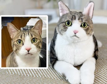Custom Pet Plushie Clone | Life Size Cat Plushie | Personalize Animal Stuffed Plush | Pet Clone