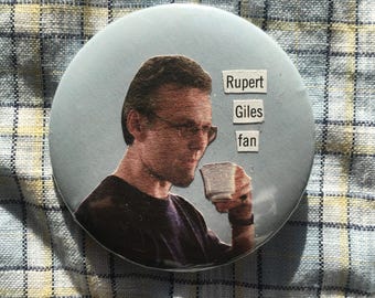 Rupert Giles fan pin badge, handmade collage button badge, Buffy the Vampire Slayer