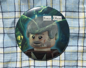 Obi-Wan Kenobi pin badge, handmade collage button badge, Lego Star Wars, Force Ghost