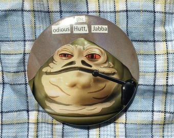 Jabba the Hutt, handmade collage button badge, Lego Star Wars pin