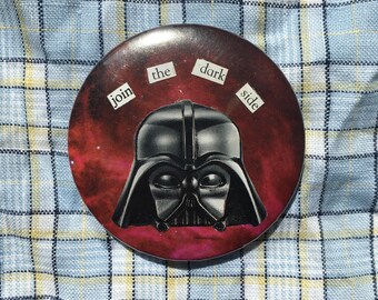 Darth Vader pin badge, handmade collage button badge, Lego Star Wars, dark side