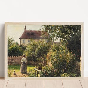 Vintage English Cottage oil Painting, rustic summer art, Cottage Garden Print, Spring Print, rustic Farmhouse PRINTABLE CottageCore art 1085
