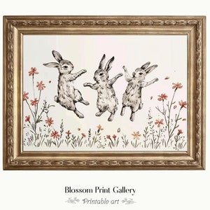 Vintage Easter Bunny Print: Cottagecore Nursery Decor (Digital Download)