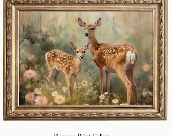 Vintage Fawn Painting, Rustic Deer Art, Nursery Wall decor, Countryside Art, Antique Printable, Fawn Animal. farmhouse Digital Download 824