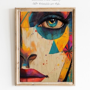 Abstract Woman Face Wall art, abstract face art, woman wall art, woman portrait, Cubism Wall decoration, Cubism Wall decoration, 819