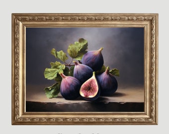 Moody Figs Painting Vintage Fruit Still Life Kitchen Home Decor Oil Painting Country Kitchen Wall Art PRINTABLE 320