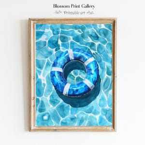 Retro Pool Float Print: Girly Coastal Summer Art (Digital Download)