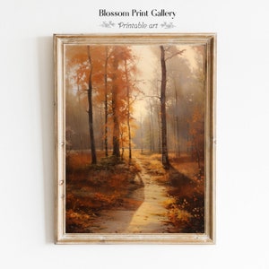 Vintage Herbst Landschaft Druck Herbst Weg Wald Poster Rustikal Herbst Dekor Stimmungsvolle Landschaft Wand Kunst Herbst Digital Download 178