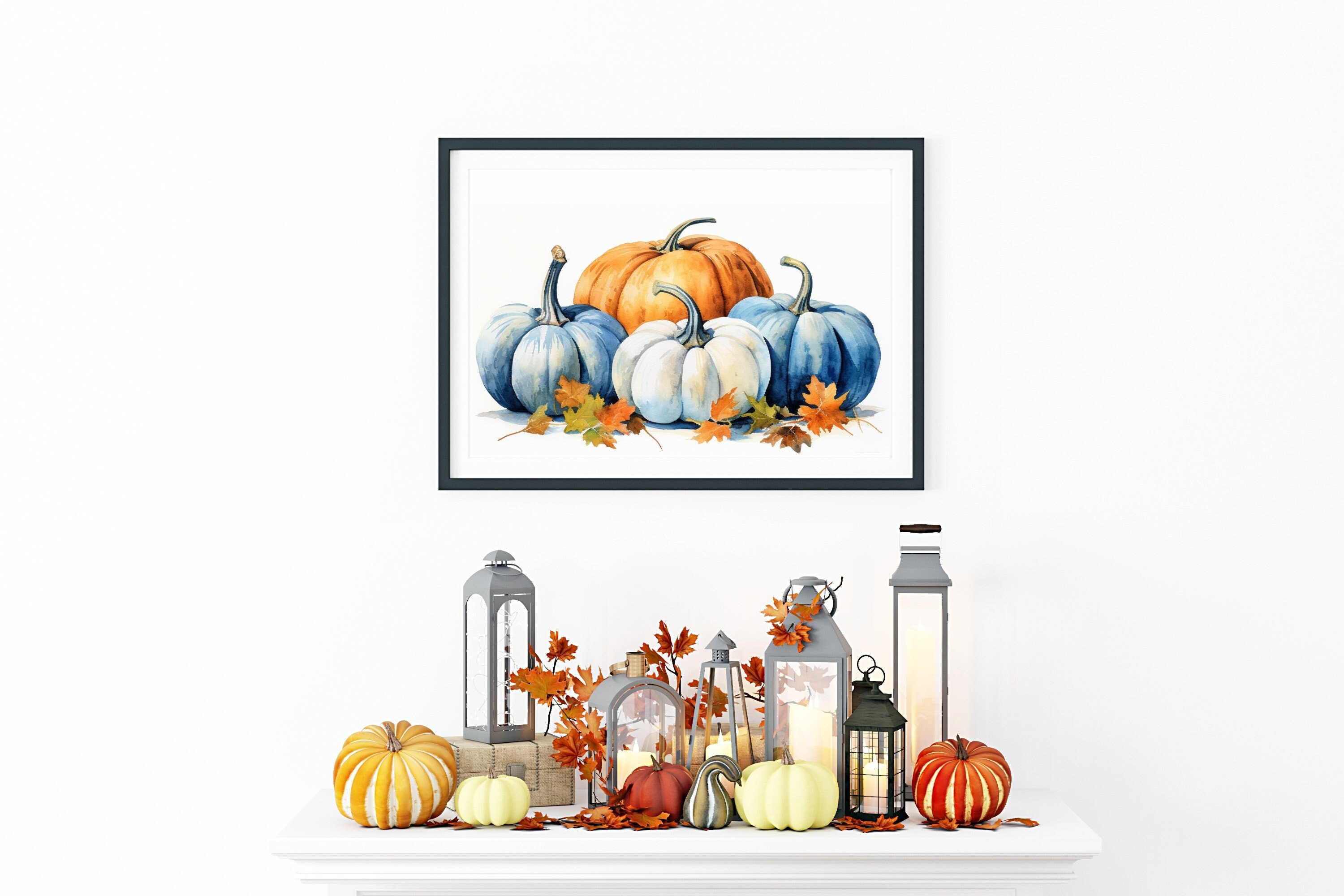 Fall Wall Decor Printable Pumpkin Still Life Painting Pumpkin Rustic ...