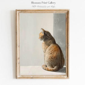 Vintage Cat Painting animal Wall art Antique pet portrait Cat Wall art Cat Printable Gifts For Cat Lovers Girls Room Decor Digital print 433