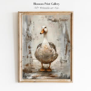 Impressão de ganso, arte de parede de pato vintage, decoração de casa de fazenda, decoração rústica para casa, arte de pato neutra, arte de natureza temperamental neutra decoração Cottagecore 977
