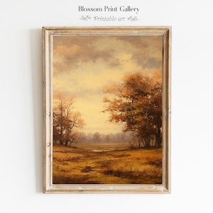Vintage Autumn Landscape Printable Fall  Forest Poster Rustic Fall Decor Moody landscape Wall Art Autumn Digital Download 167
