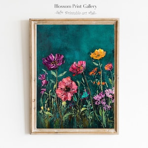 Dark Academia Floral Print: Moody Botanical Wildflower Wall Art (Digital Download)
