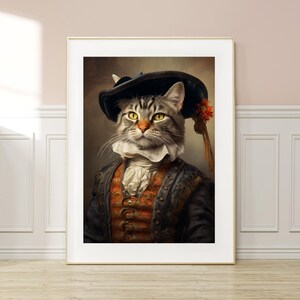 Royal Cat Portrait, Renaissance Cat Painting, Cat Lovers Gift, Funny Pet Portrait gift, Animal Painting, Wall Decor, Digital Download