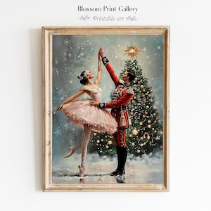 Nutcracker Ballet Christmas Print, Festive Christmas Holiday Decor, Cozy Christmas Decor, Ballerina Christmas Printable Wall Art 804