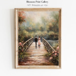 Antique Love Wall Art Vintage Romantic Couple Oil Painting Romantic printable Victorian Love art rustic landscape decor Digital Download 586