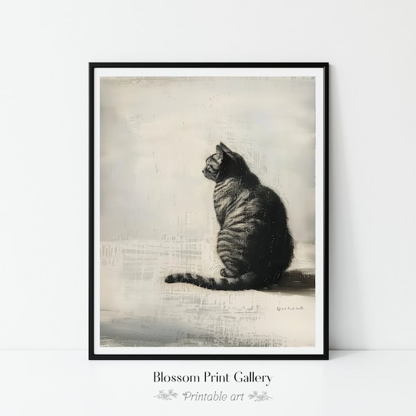 Vintage Cat Painting animal Wall art Antique pet portrait Cat Wall art Cat Printable Gifts For Cat Lovers Girls Room Decor Digital print 502