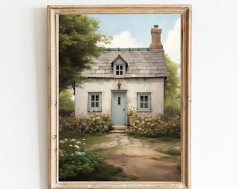 Cottage oil Painting Vintage Garden wall art Living Room Decor Rustic Farmhouse paints CottageCore English Countryside PRINTABLE 332