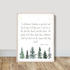 Charles Dickens Print, Christmas Story Printable Vintage Christmas Quote Prints The Night Before Christmas Decor Farmhouse Digital Download