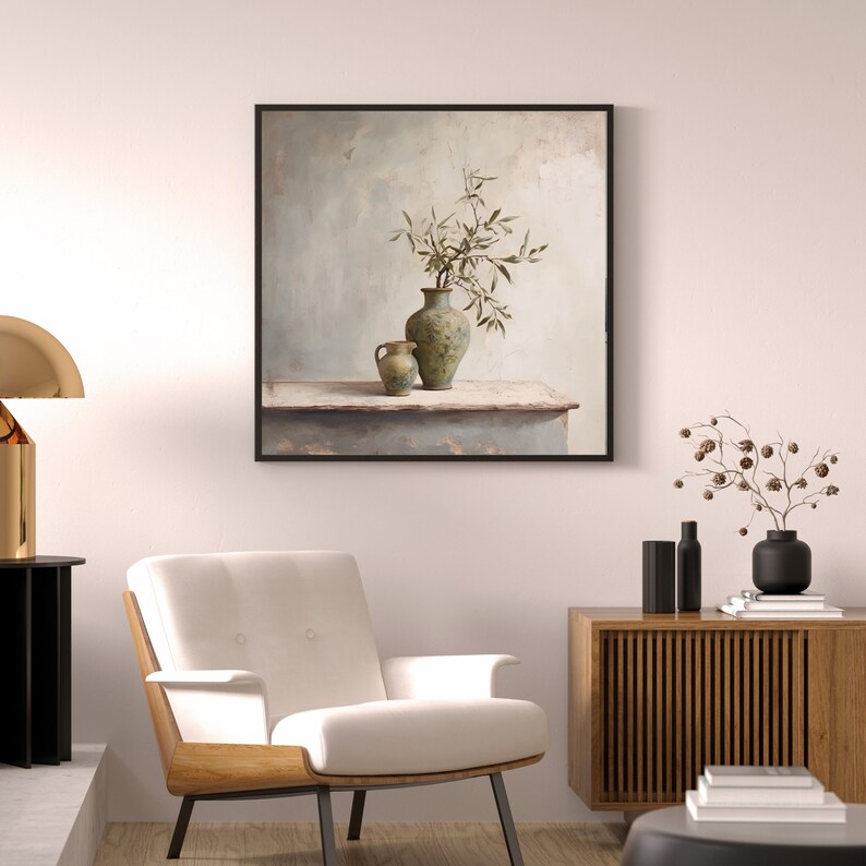 Olive Tree in Antique Vase Painting Still Life Art Home Decor Oil