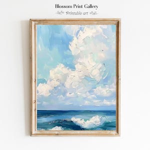 Vintage Coastal Seaside Painting, Beach wall art, Modern Minimalist Decor, Ocean Waves Beach House Wall art,seascape painting PRINTABLE 1134