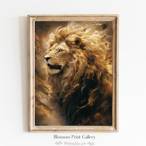 Lion of the Tribe of Judah Painting Antique Printable Animal decor Christian Wall Art Christian Fine Art Download 313