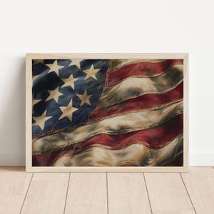 Vintage American Flag Print, Rustic American Decor, Independence Day Art, US Flag Wall Art, Patriotic ART,  Fourth of July  PRINTABLE 1094
