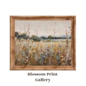 Spring Wildflower Meadow Landscape Oil Painting Vintage Landscape Printable Summer Country Field Wall Art Digital Download 136