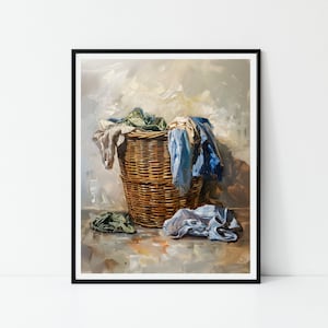 Laundry Room Oil Painting: Rustic Farmhouse Decor (Printable)