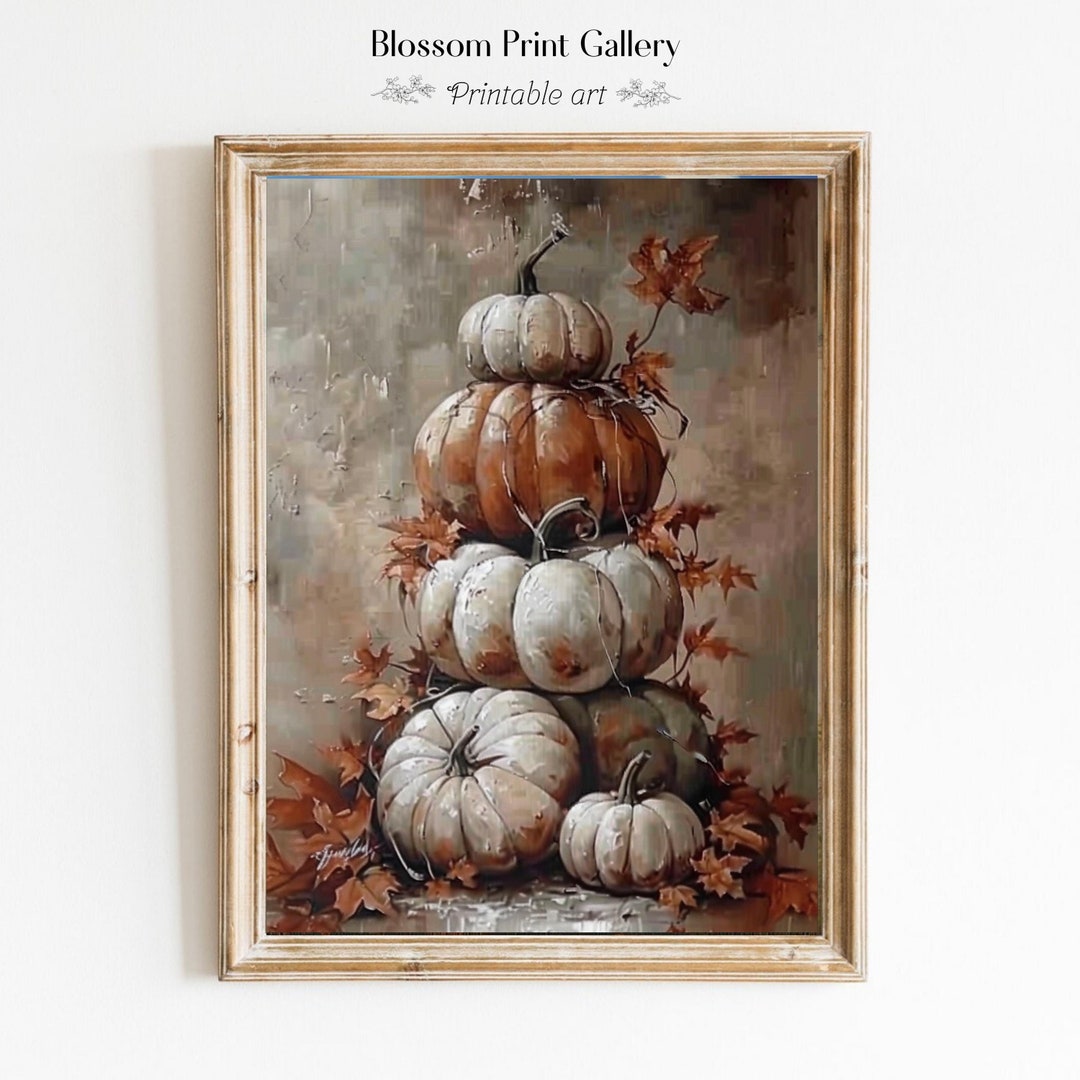 Rustic Pumpkin Wall Art Fall Decor Pumpkin Painting Halloween Printable ...