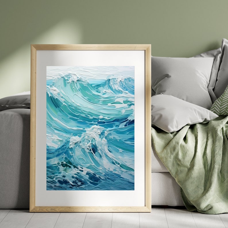 Vintage Coastal Seaside Painting Beach Wall Art Modern Minimalist Art ...
