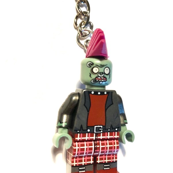 Zombie Punk Rocker Minifigure Keychain